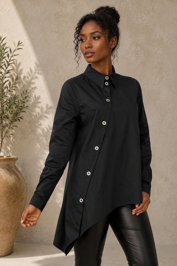 Cotton Asymmetric Shirt — Minimalist, Made to Order