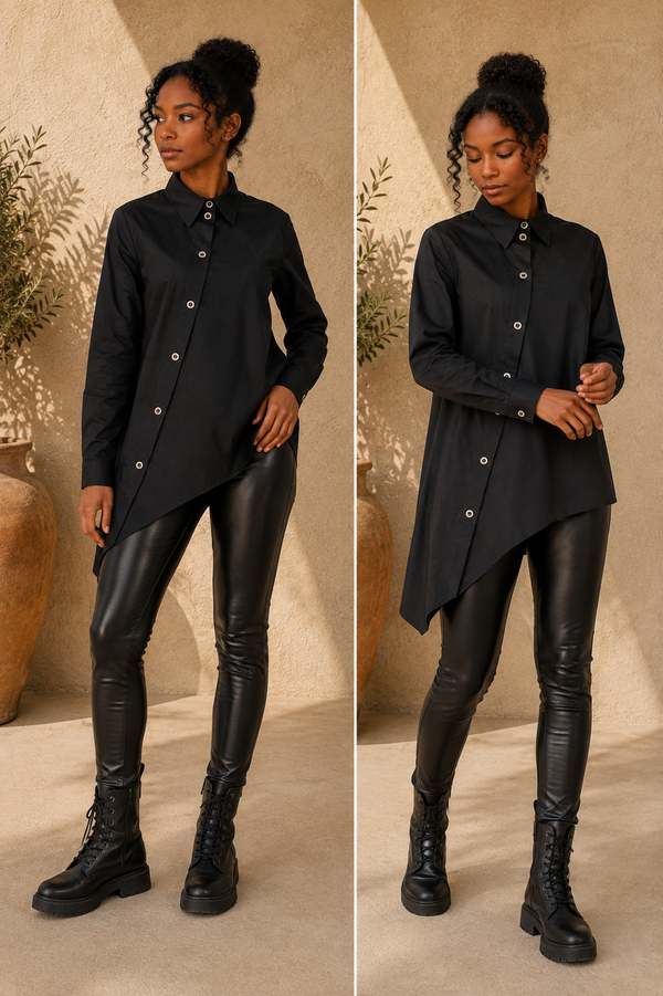 Cotton Asymmetric Shirt — Minimalist, Made to Order