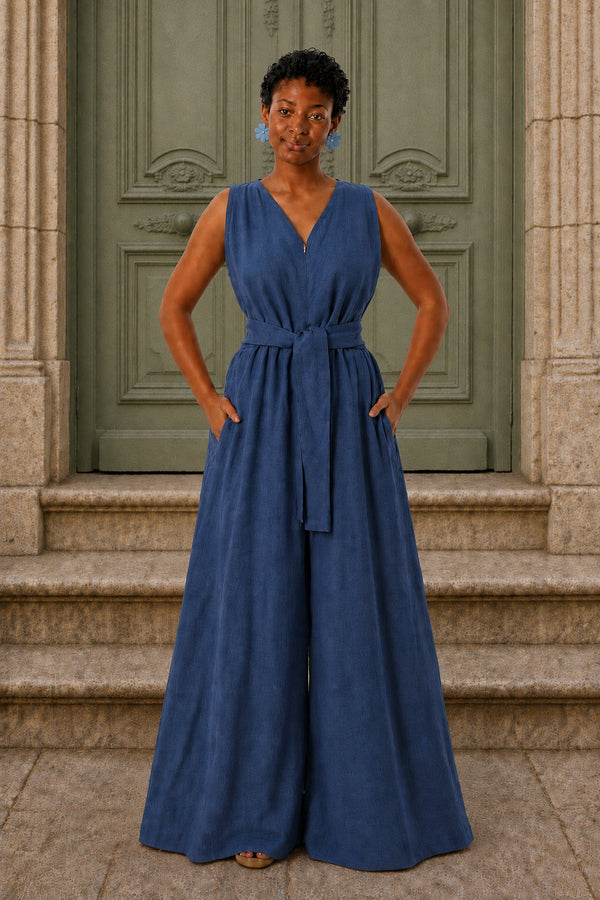Linen Palazzo Jumpsuit — Bohemian, Made to Order