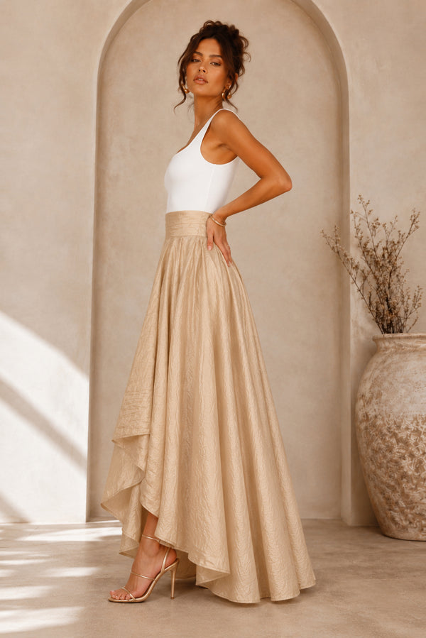 Champagne Asymmetric Taffeta Skirt