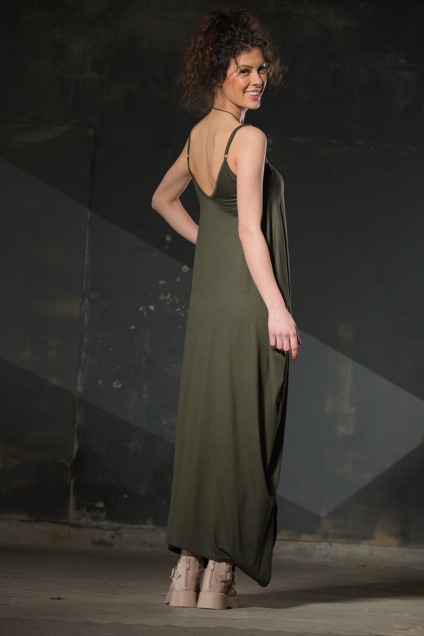 Turquoise Asymmetric Draped Dress — Jersey