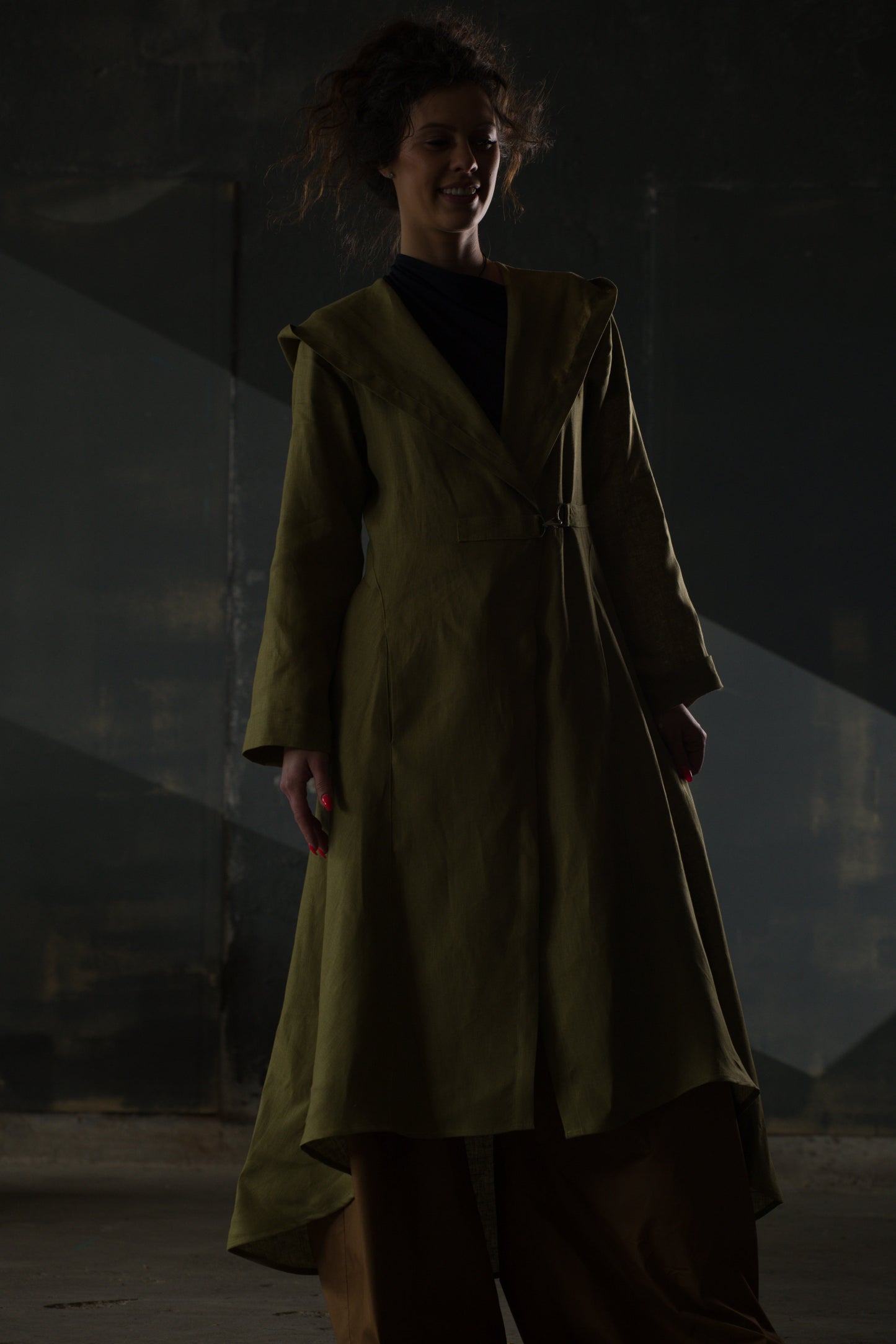 Caramel Wide-Leg Belted Trousers — Cotton