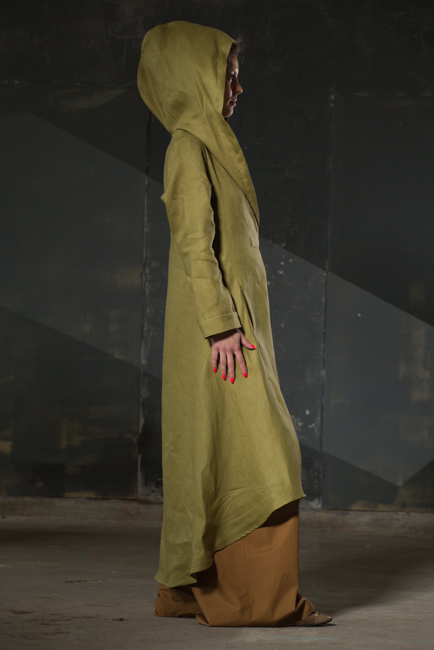 Caramel Wide-Leg Belted Trousers — Cotton