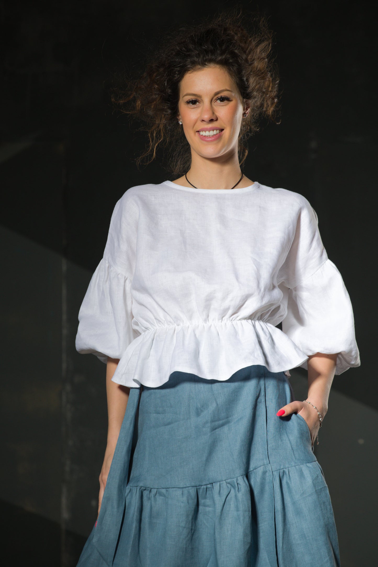 Mustard Linen Cami Top — Cross Back