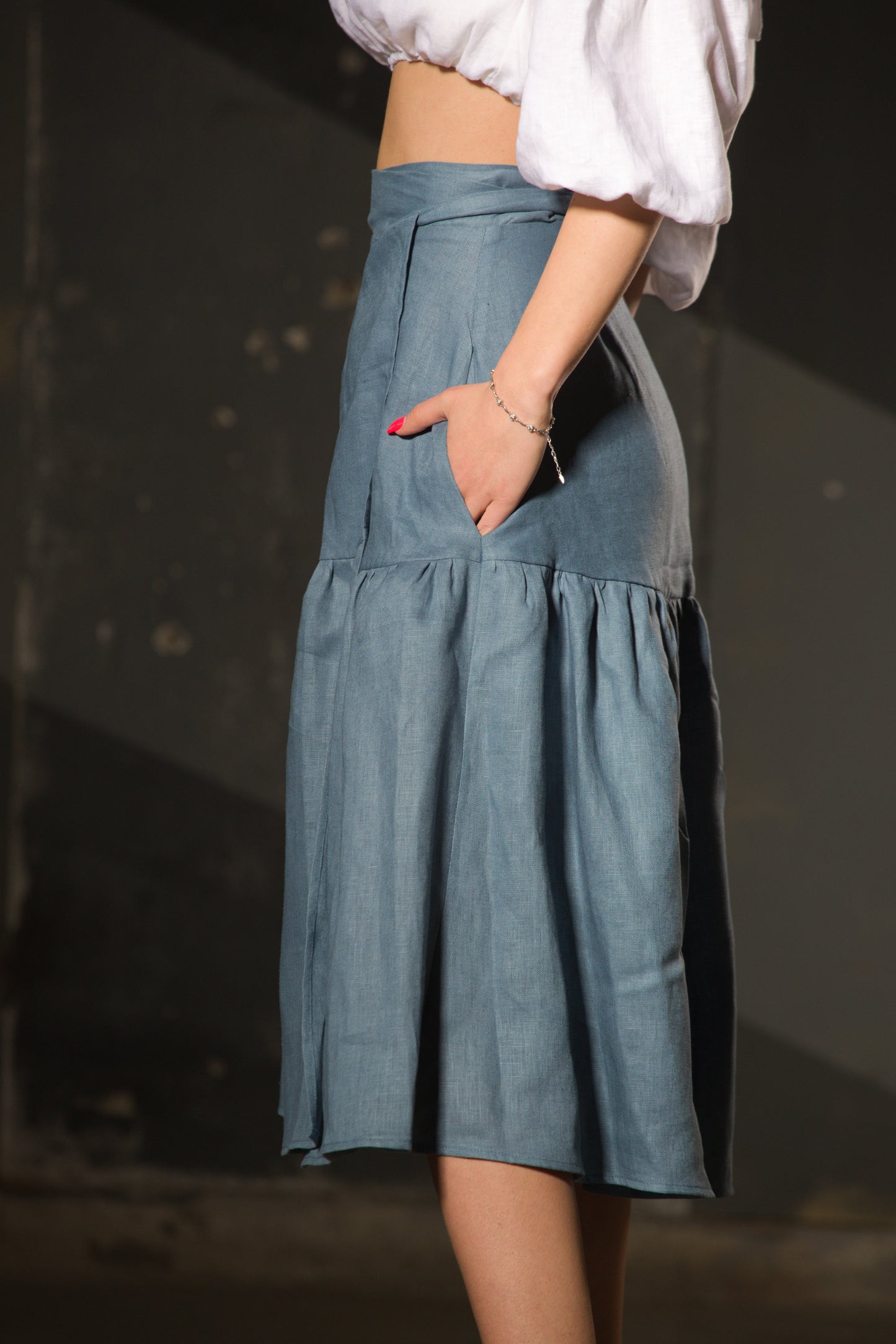 Mustard Linen Cami Top — Cross Back