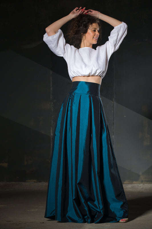 Teal Ballgown Skirt — Full Volume Taffeta