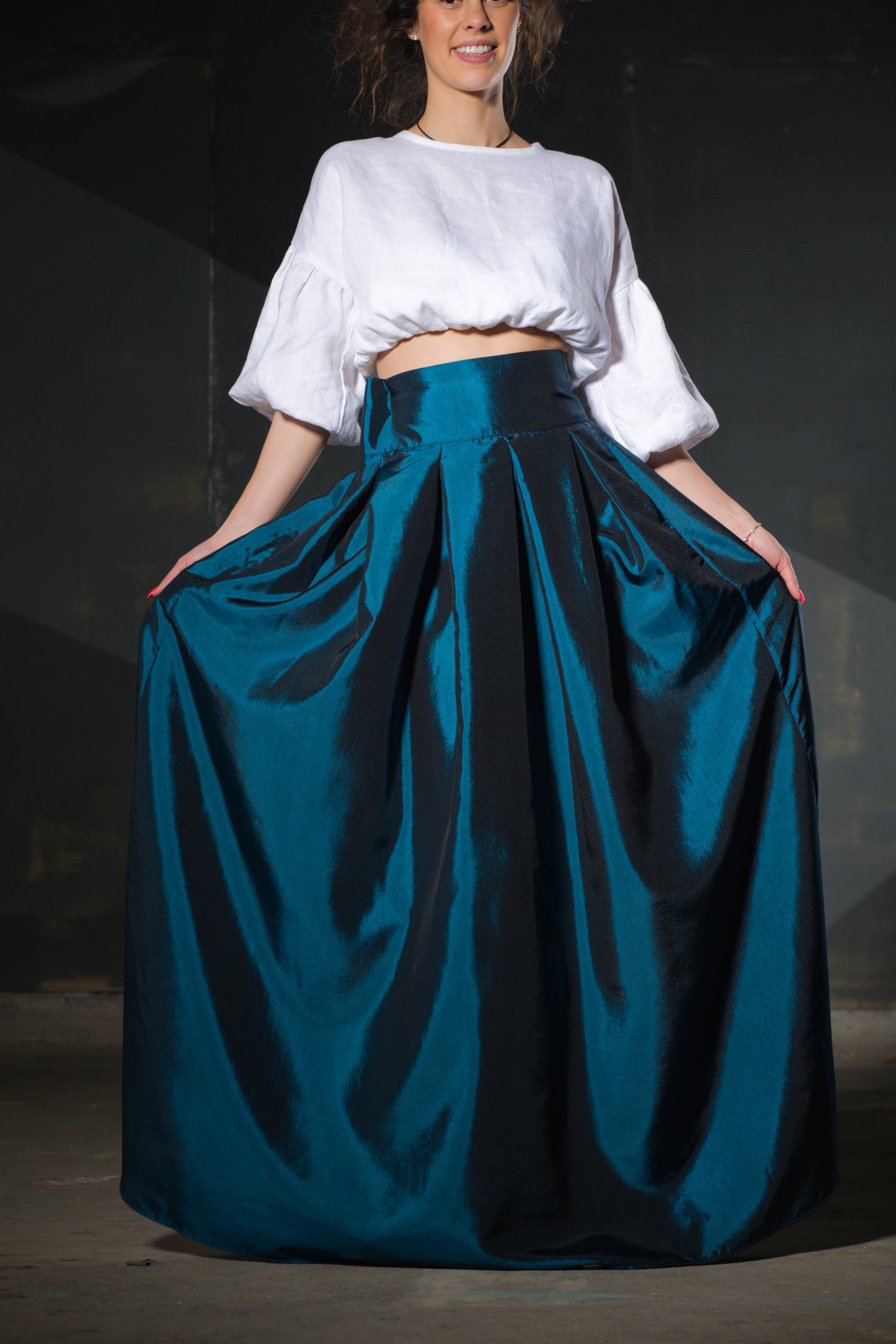 Teal Ballgown Skirt — Full Volume Taffeta