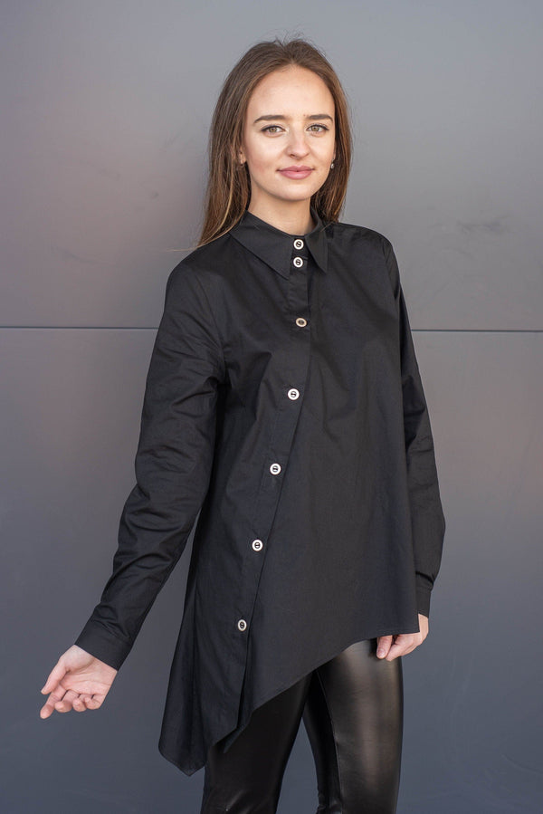 Cotton Asymmetric Shirt — Minimalist, Made to Order