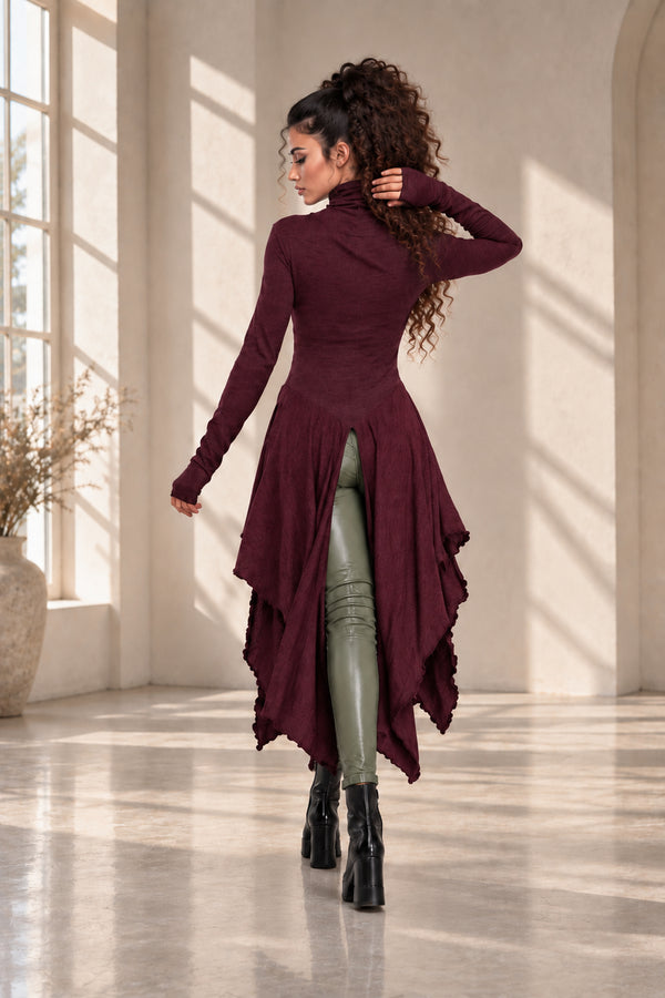Burgundy Asymmetric Tunic
