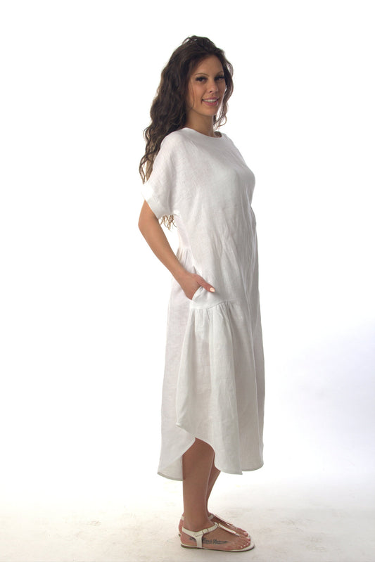 DRESS WITH ASYMMETRIC DRAPE - DRESSES