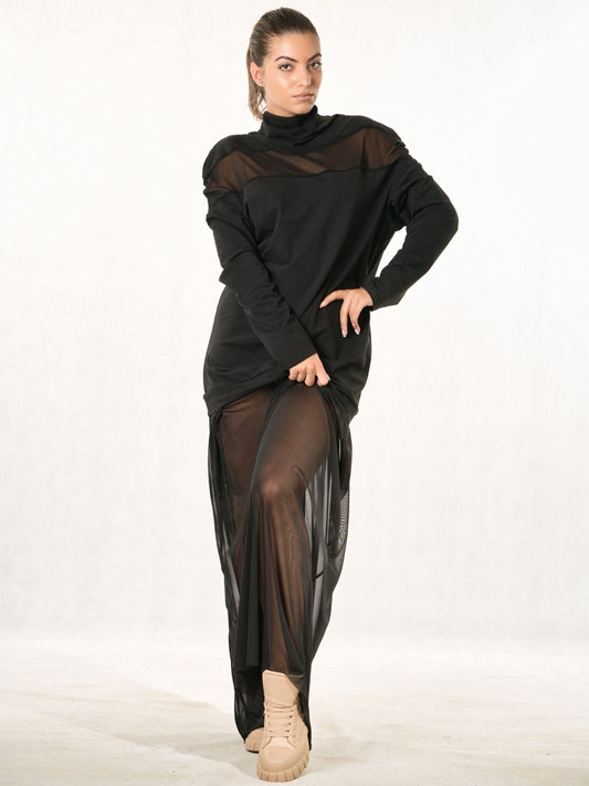 GOTHIC DRESS WITH NETTING - DRESSES