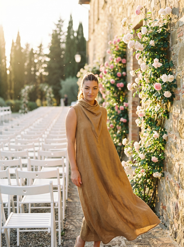 Linen Maxi Dress MARIANA — Bohemian Avant-Garde