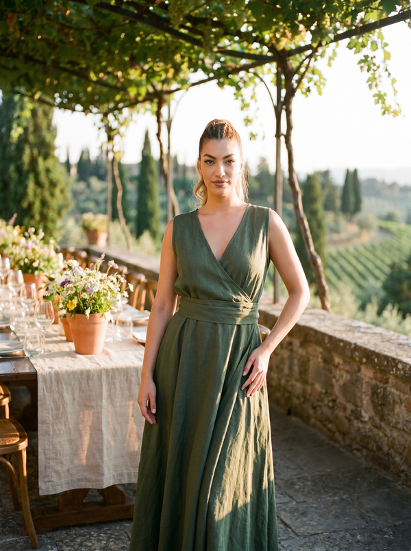 Linen Summer Maxi Dress — Bohemian, Made to Order