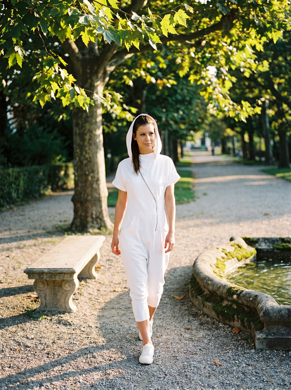 Hooded Harem Jumpsuit — Asymmetric Zip Romper, Dark Alternative