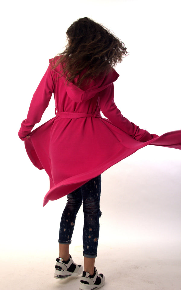 Handmade Gothic Steampunk Knit Cardigan Women, Hooded Wrap Jacket with Pockets, Dark Style - photo 1