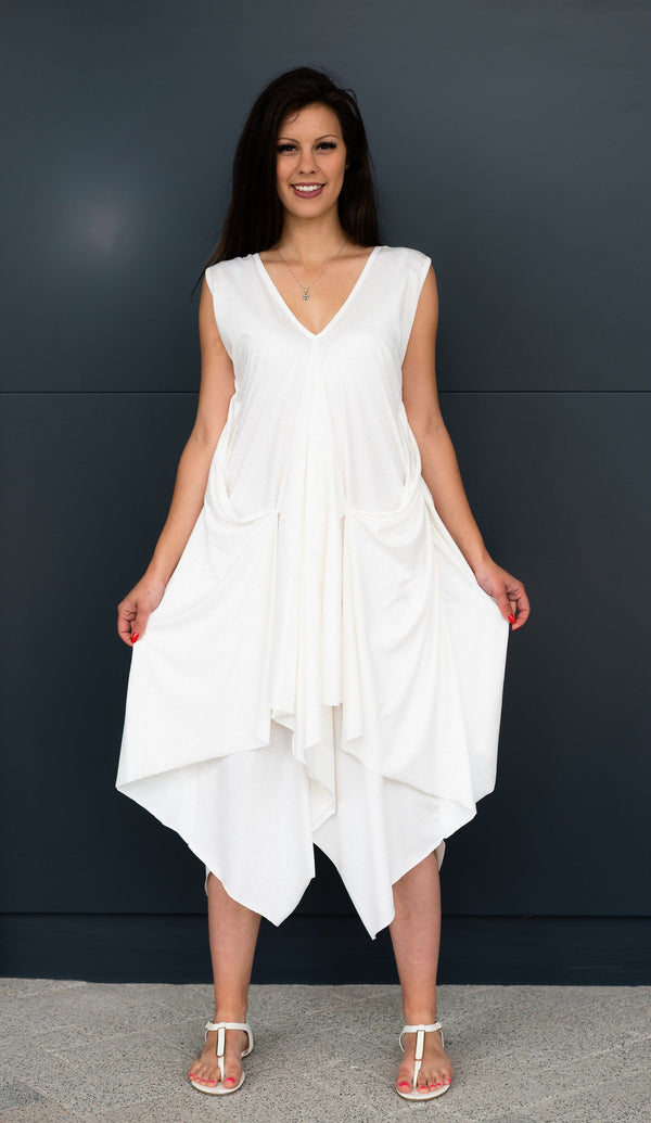 Asymmetric V-Neck Dress — Plus Size, Dark Feminine, Inclusive