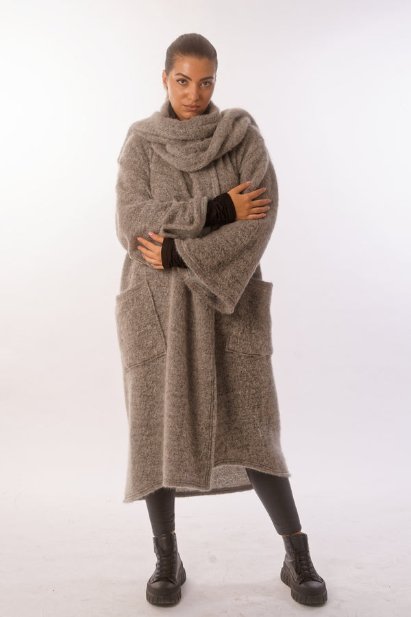 Bouclé Kimono Cardigan HELEN — Oversized Shawl Coat, Textured Luxury