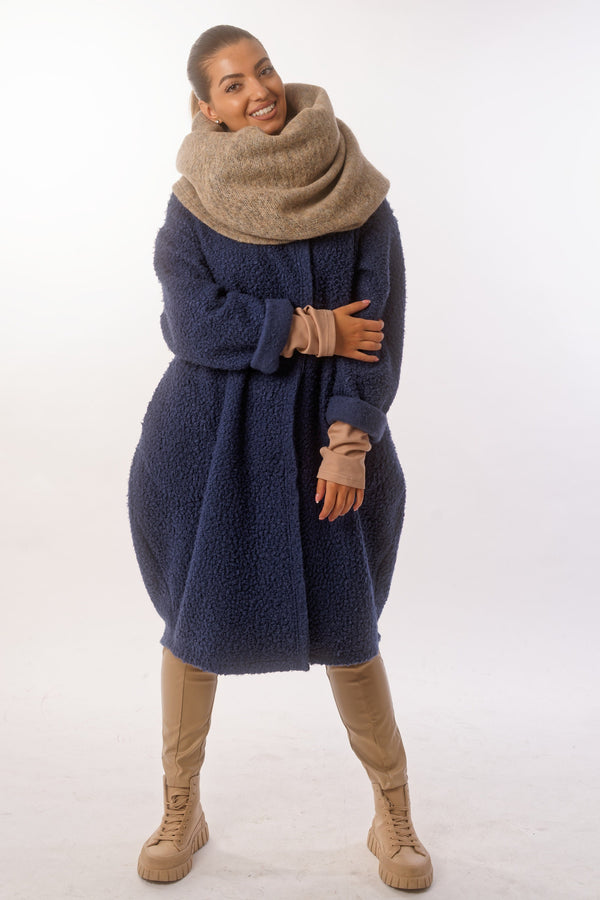 Bouclé Cocoon Coat — Oversized Drop Shoulder, Vintage Statement