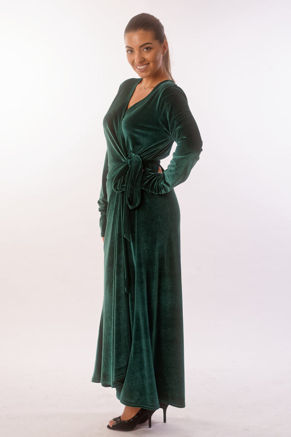 Velvet Maxi Robe Dress ESTHER — Multi-Functional, Dark Feminine