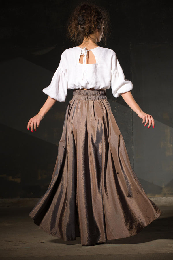 Handmade Asymmetric Taffeta Maxi Skirt Women, High Waist Party Skirt, Statement Evening Wear - photo 1
