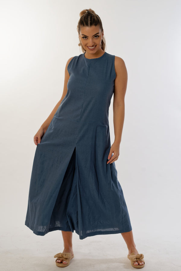 Linen Jumpsuit — Racing Back, Made to Order