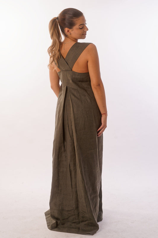 LINEN DRESS WITH CROSS STRAPS - DRESSES