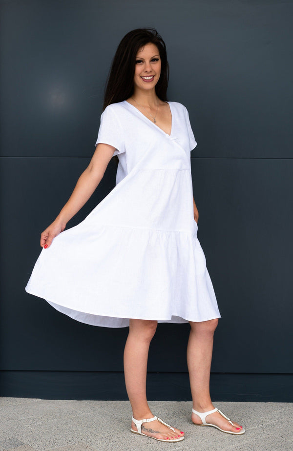 Linen Ruffle Dress — Bohemian, Made to Order