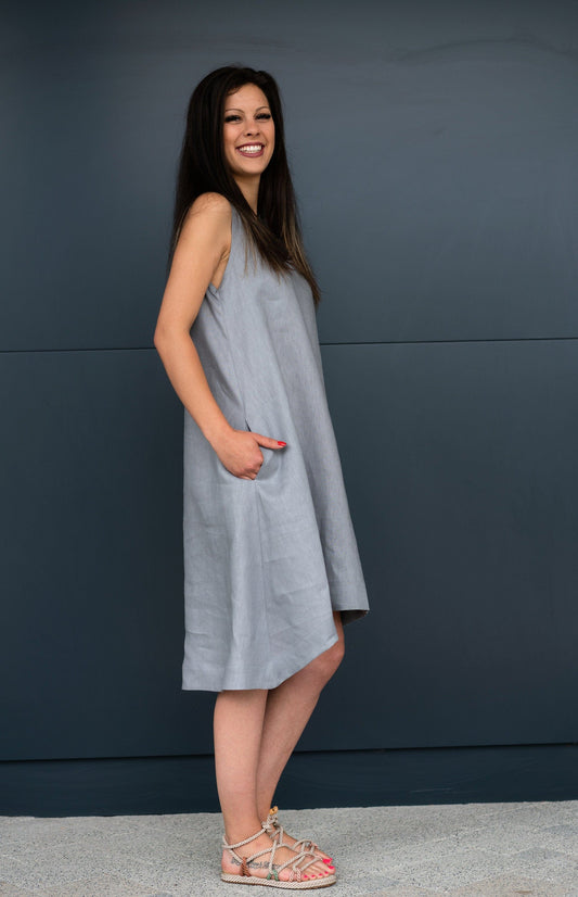LINEN MIDI DRESS - DRESSES