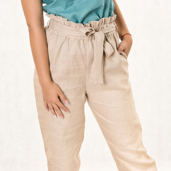 Linen Tapered Pants — Bohemian, Made to Order