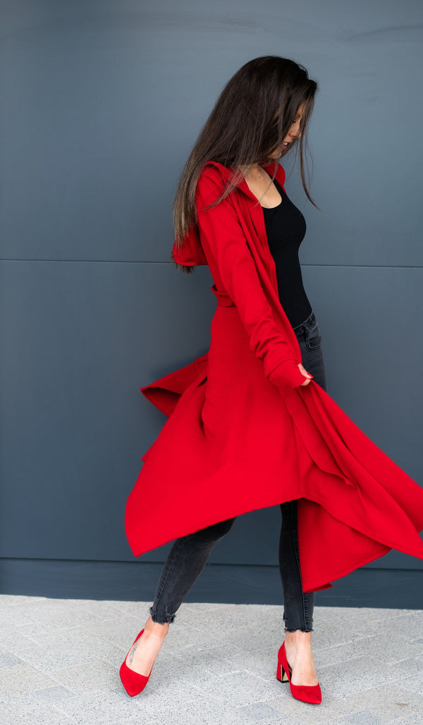 MODERN OPEN CARDIGAN WITH BELT - CARDIGAN