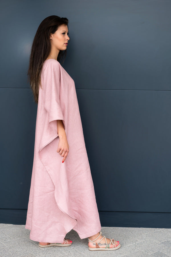 Linen Oversized Maxi Kaftan EDITH — Natural, Bohemian