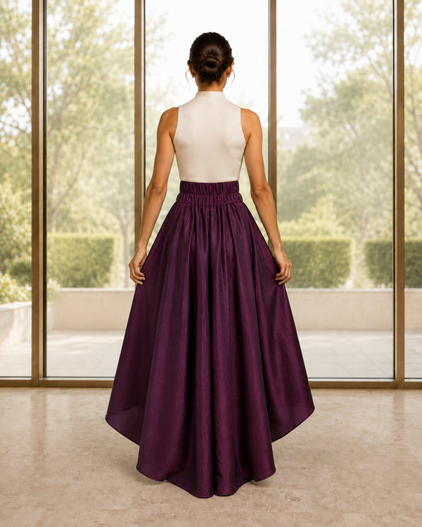 Violet Taffeta Maxi Skirt